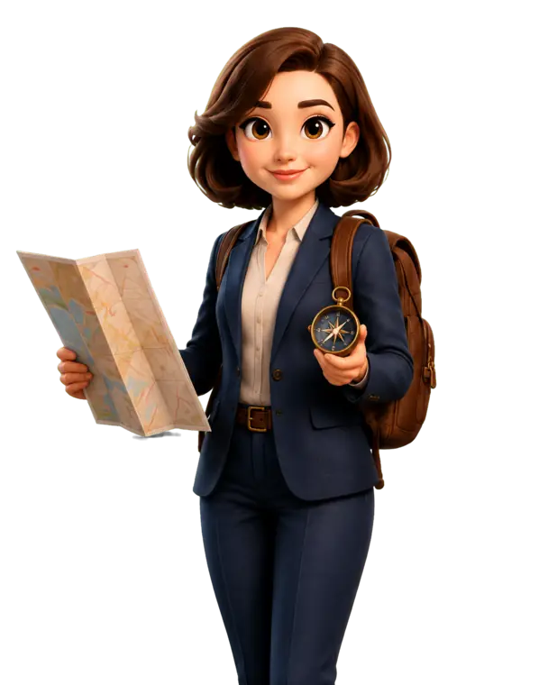 The Explorer holding a map and compass
