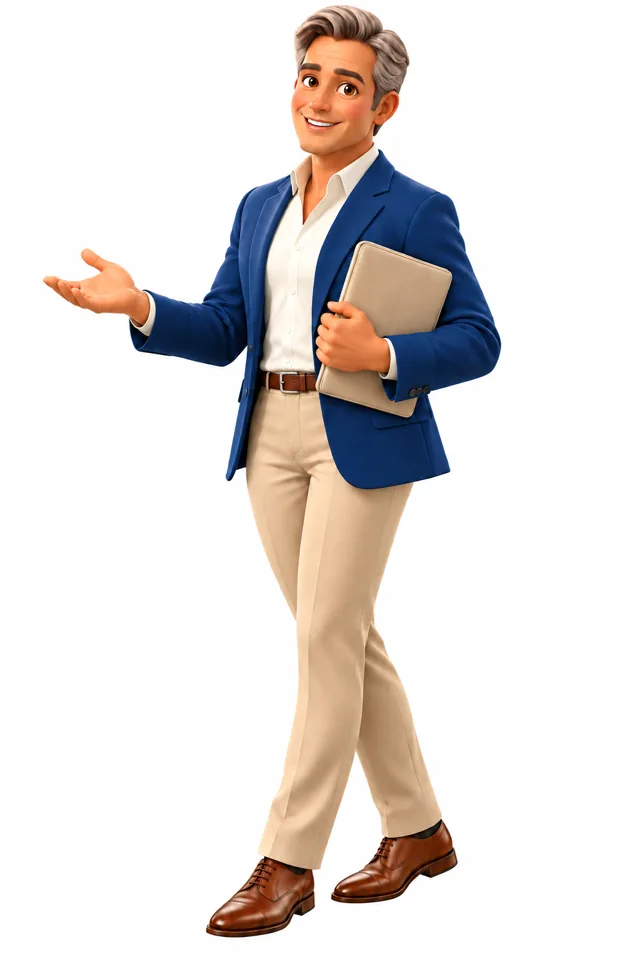 A welcoming silver-haired financial guide holding a planning folder